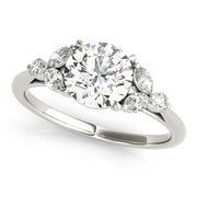 Dazzling Sidestone Round Diamond Engagement Ring in 10K/14K gold and platinum with certified lab-grown or natural diamonds