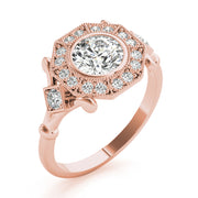 Splendid Sidestone Round Diamond Engagement Ring in 10K/14K gold and platinum with certified lab-grown or natural diamonds