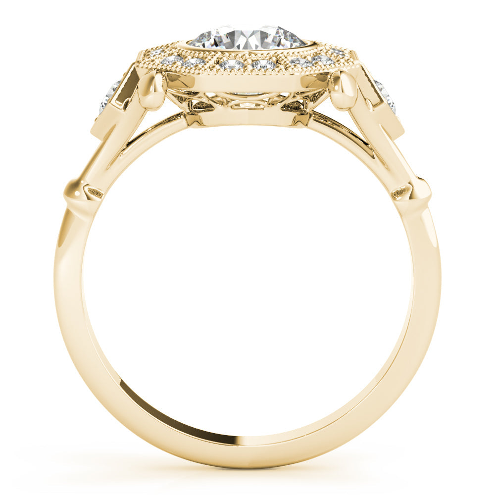 Splendid Sidestone Round Diamond Engagement Ring in 10K/14K gold and platinum with certified lab-grown or natural diamonds