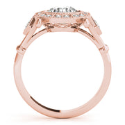 Splendid Sidestone Round Diamond Engagement Ring in 10K/14K gold and platinum with certified lab-grown or natural diamonds