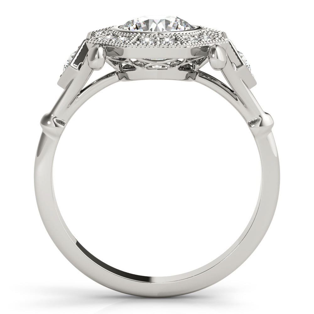Splendid Sidestone Round Diamond Engagement Ring in 10K/14K gold and platinum with certified lab-grown or natural diamonds