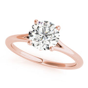 Crowned Solitaire Round Diamond Engagement Ring in 10K/14K gold and platinum with certified lab-grown or natural diamonds