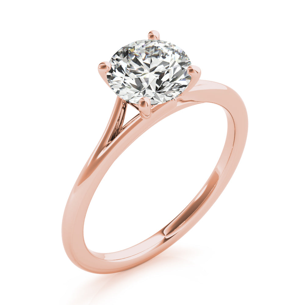 Crowned Solitaire Round Diamond Engagement Ring in 10K/14K gold and platinum with certified lab-grown or natural diamonds