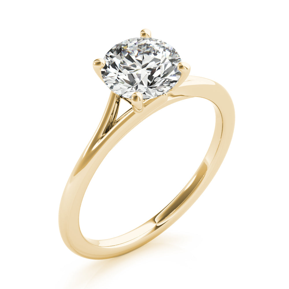 Crowned Solitaire Round Diamond Engagement Ring in 10K/14K gold and platinum with certified lab-grown or natural diamonds