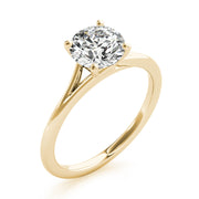 Crowned Solitaire Round Diamond Engagement Ring in 10K/14K gold and platinum with certified lab-grown or natural diamonds