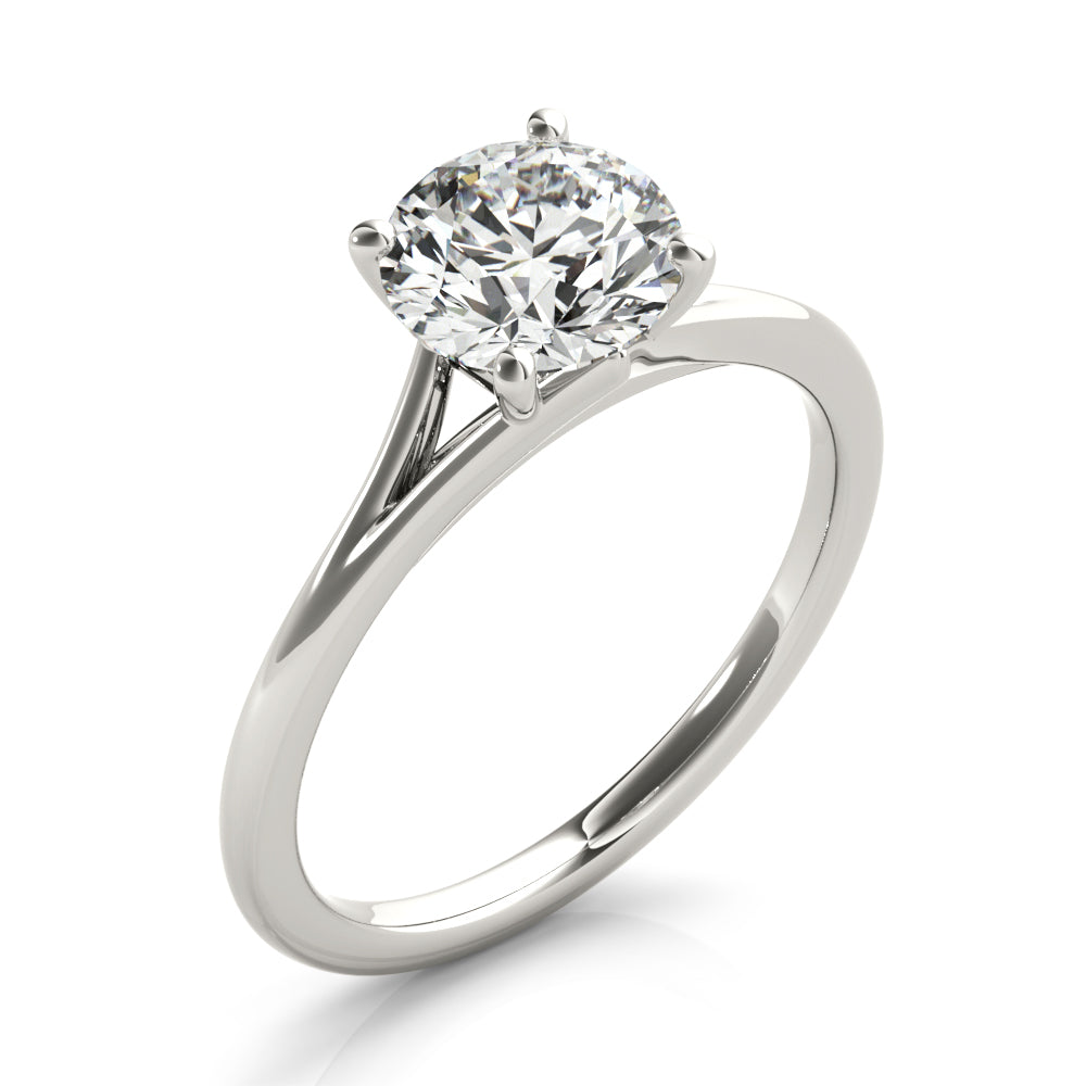 Crowned Solitaire Round Diamond Engagement Ring in 10K/14K gold and platinum with certified lab-grown or natural diamonds