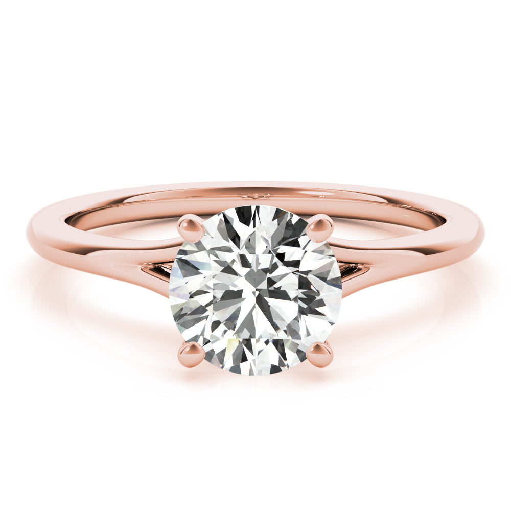 Crowned Solitaire Round Diamond Engagement Ring in 10K/14K gold and platinum with certified lab-grown or natural diamonds