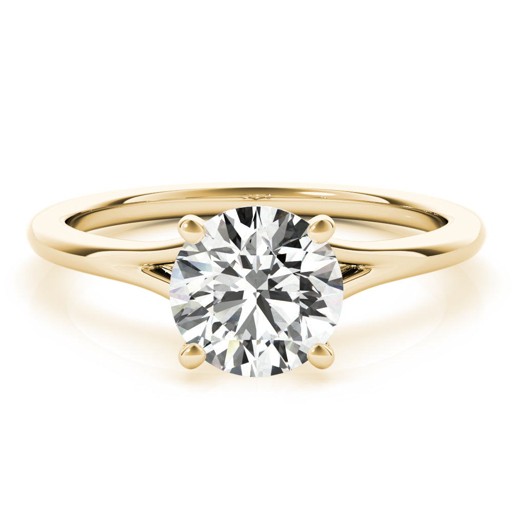 Crowned Solitaire Round Diamond Engagement Ring in 10K/14K gold and platinum with certified lab-grown or natural diamonds