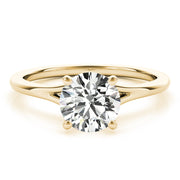Crowned Solitaire Round Diamond Engagement Ring in 10K/14K gold and platinum with certified lab-grown or natural diamonds