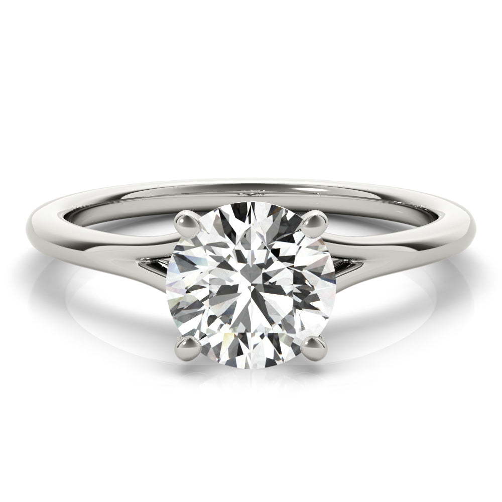 Crowned Solitaire Round Diamond Engagement Ring in 10K/14K gold and platinum with certified lab-grown or natural diamonds