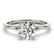 Crowned Solitaire Round Diamond Engagement Ring in 10K/14K gold and platinum with certified lab-grown or natural diamonds
