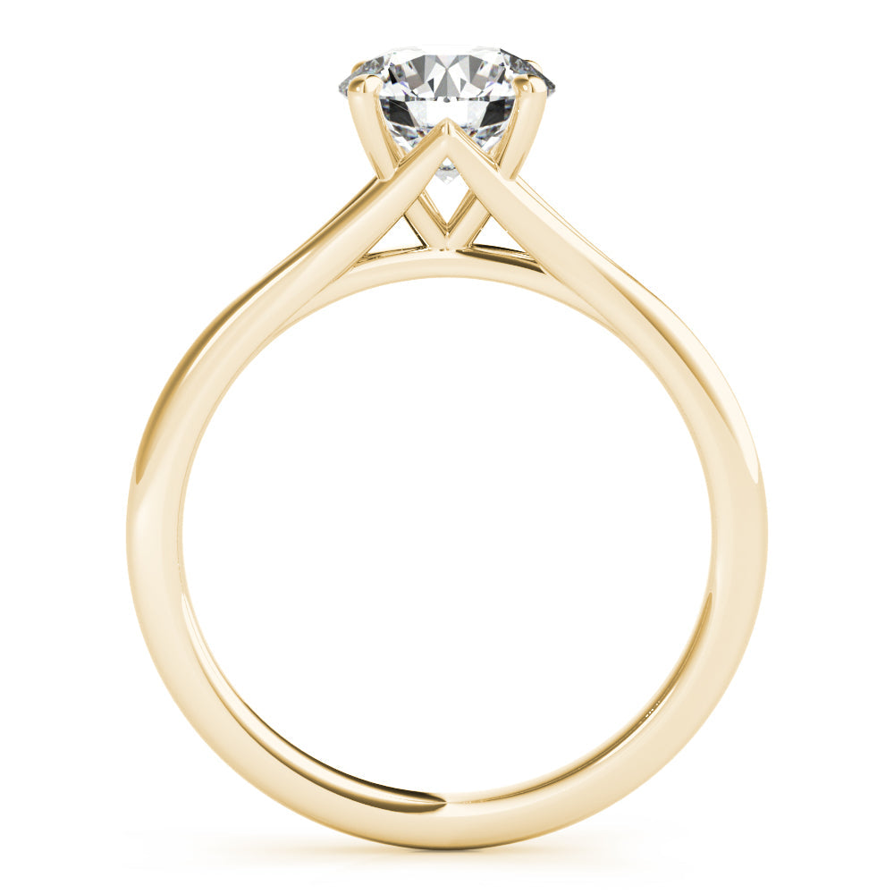 Crowned Solitaire Round Diamond Engagement Ring in 10K/14K gold and platinum with certified lab-grown or natural diamonds