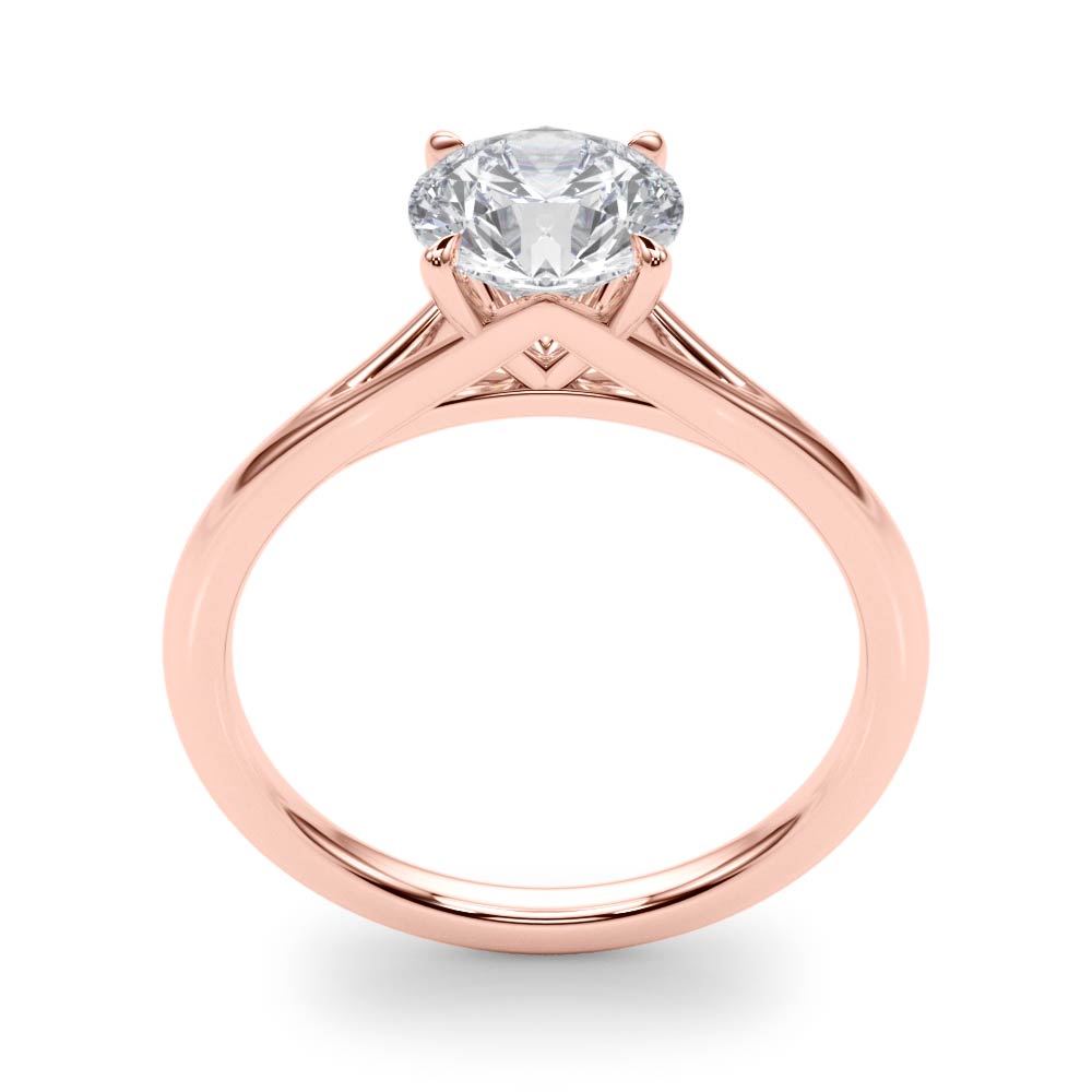 Crowned Solitaire Round Diamond Engagement Ring in 10K/14K gold and platinum with certified lab-grown or natural diamonds