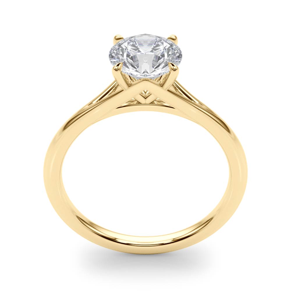 Crowned Solitaire Round Diamond Engagement Ring in 10K/14K gold and platinum with certified lab-grown or natural diamonds