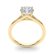 Crowned Solitaire Round Diamond Engagement Ring in 10K/14K gold and platinum with certified lab-grown or natural diamonds