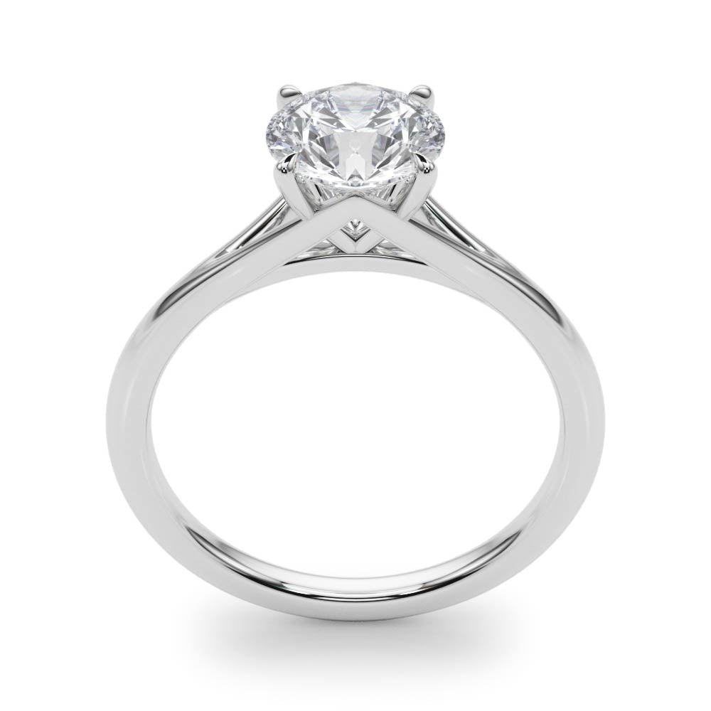Crowned Solitaire Round Diamond Engagement Ring in 10K/14K gold and platinum with certified lab-grown or natural diamonds