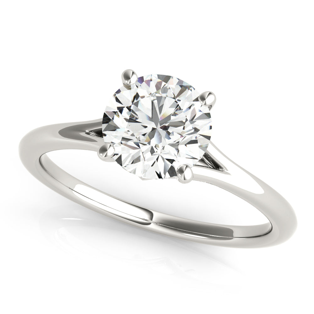 Crowned Solitaire Round Diamond Engagement Ring in 10K/14K gold and platinum with certified lab-grown or natural diamonds