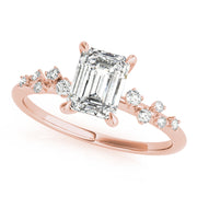 Pristine Cut Center Emerald Diamond Engagement Ring in 10K/14K gold and platinum with certified lab-grown or natural diamonds