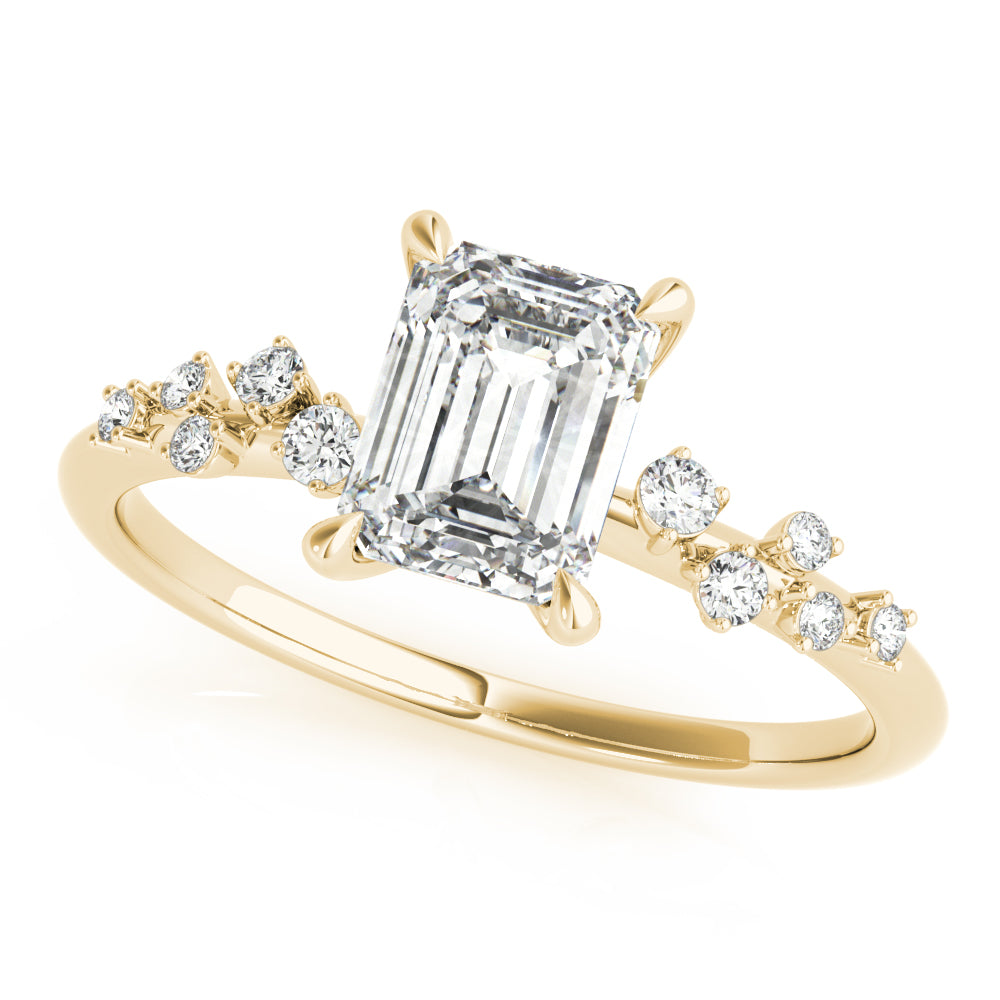 Pristine Cut Center Emerald Diamond Engagement Ring in 10K/14K gold and platinum with certified lab-grown or natural diamonds