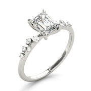 Pristine Cut Center Emerald Diamond Engagement Ring in 10K/14K gold and platinum with certified lab-grown or natural diamonds
