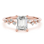 Pristine Cut Center Emerald Diamond Engagement Ring in 10K/14K gold and platinum with certified lab-grown or natural diamonds