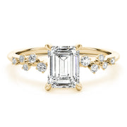 Pristine Cut Center Emerald Diamond Engagement Ring in 10K/14K gold and platinum with certified lab-grown or natural diamonds
