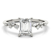 Pristine Cut Center Emerald Diamond Engagement Ring in 10K/14K gold and platinum with certified lab-grown or natural diamonds