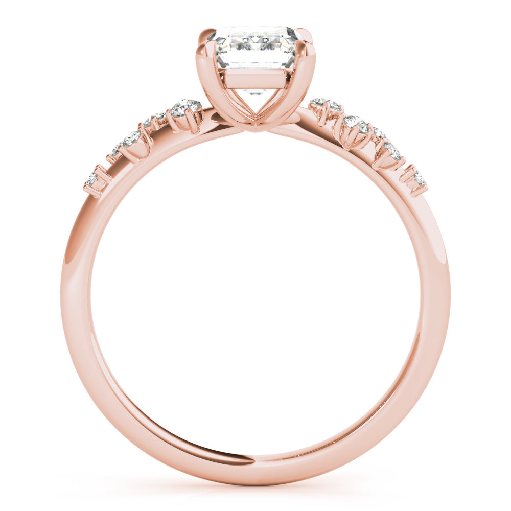 Pristine Cut Center Emerald Diamond Engagement Ring in 10K/14K gold and platinum with certified lab-grown or natural diamonds