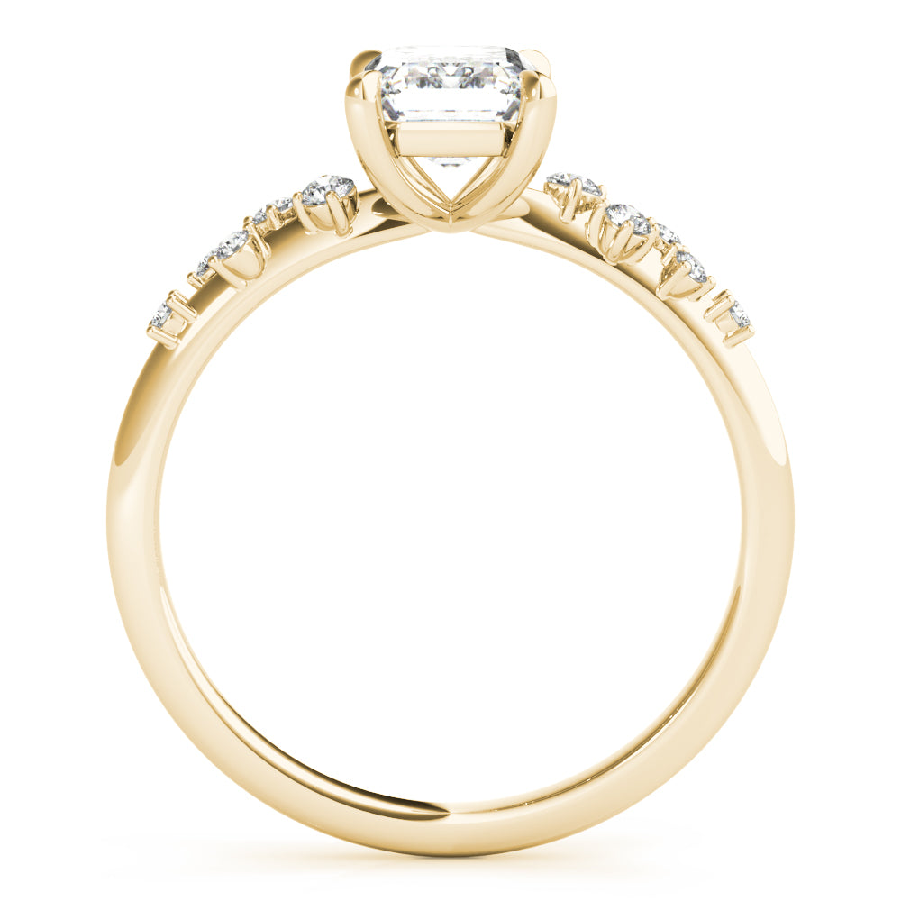 Pristine Cut Center Emerald Diamond Engagement Ring in 10K/14K gold and platinum with certified lab-grown or natural diamonds