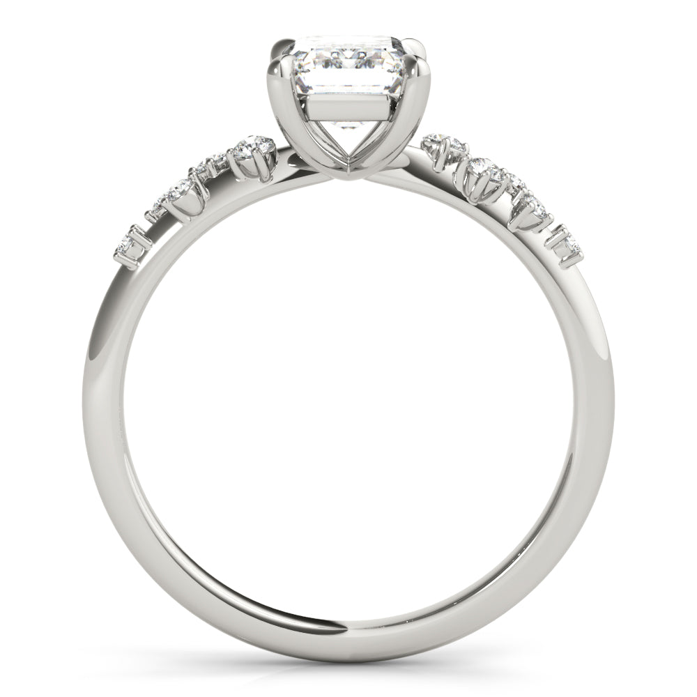 Pristine Cut Center Emerald Diamond Engagement Ring in 10K/14K gold and platinum with certified lab-grown or natural diamonds