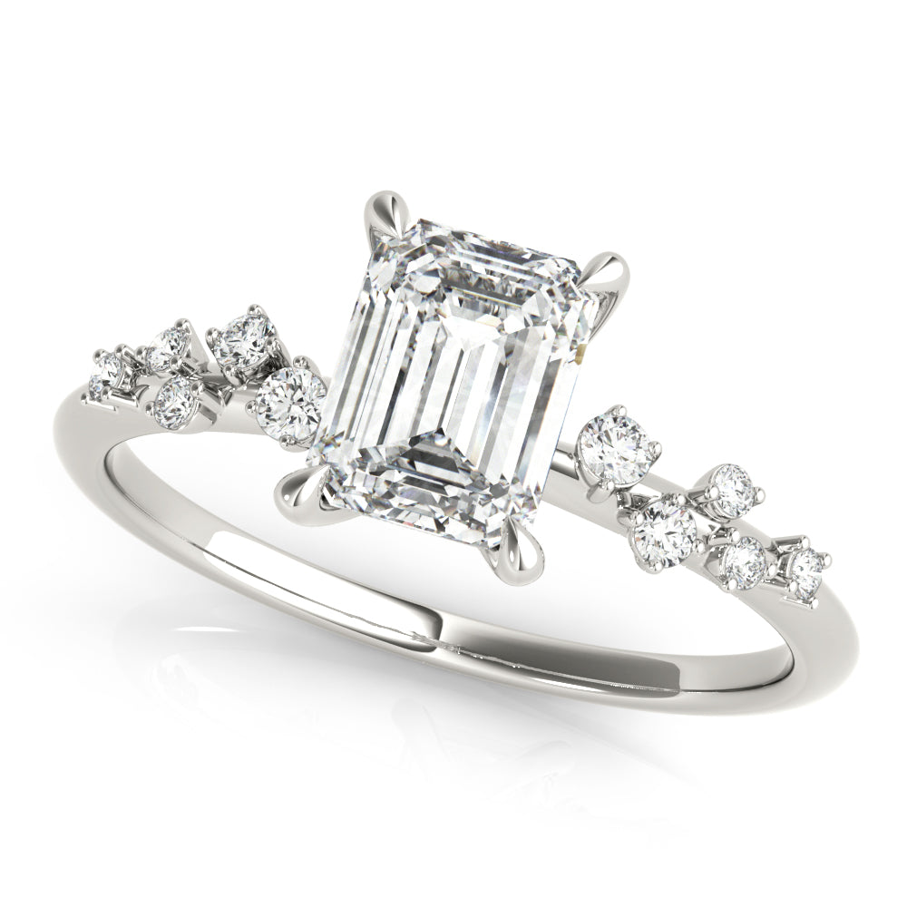 Pristine Cut Center Emerald Diamond Engagement Ring in 10K/14K gold and platinum with certified lab-grown or natural diamonds