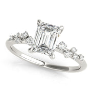 Pristine Cut Center Emerald Diamond Engagement Ring in 10K/14K gold and platinum with certified lab-grown or natural diamonds