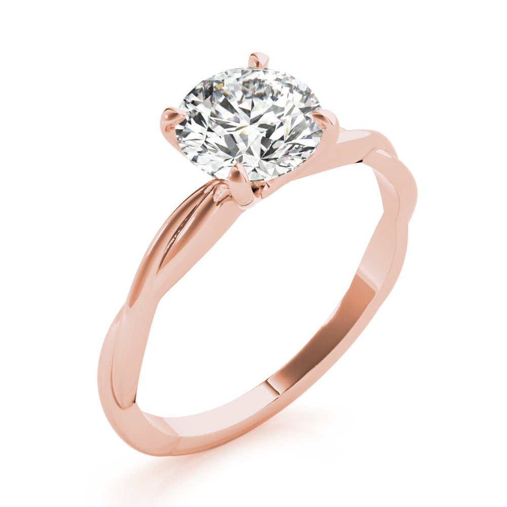 Noble Solitaire Round Diamond Engagement Ring in 10K/14K gold and platinum with certified lab-grown or natural diamonds