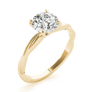 Noble Solitaire Round Diamond Engagement Ring in 10K/14K gold and platinum with certified lab-grown or natural diamonds