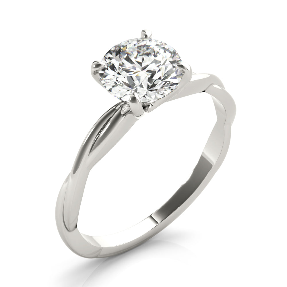 Noble Solitaire Round Diamond Engagement Ring in 10K/14K gold and platinum with certified lab-grown or natural diamonds