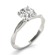 Noble Solitaire Round Diamond Engagement Ring in 10K/14K gold and platinum with certified lab-grown or natural diamonds