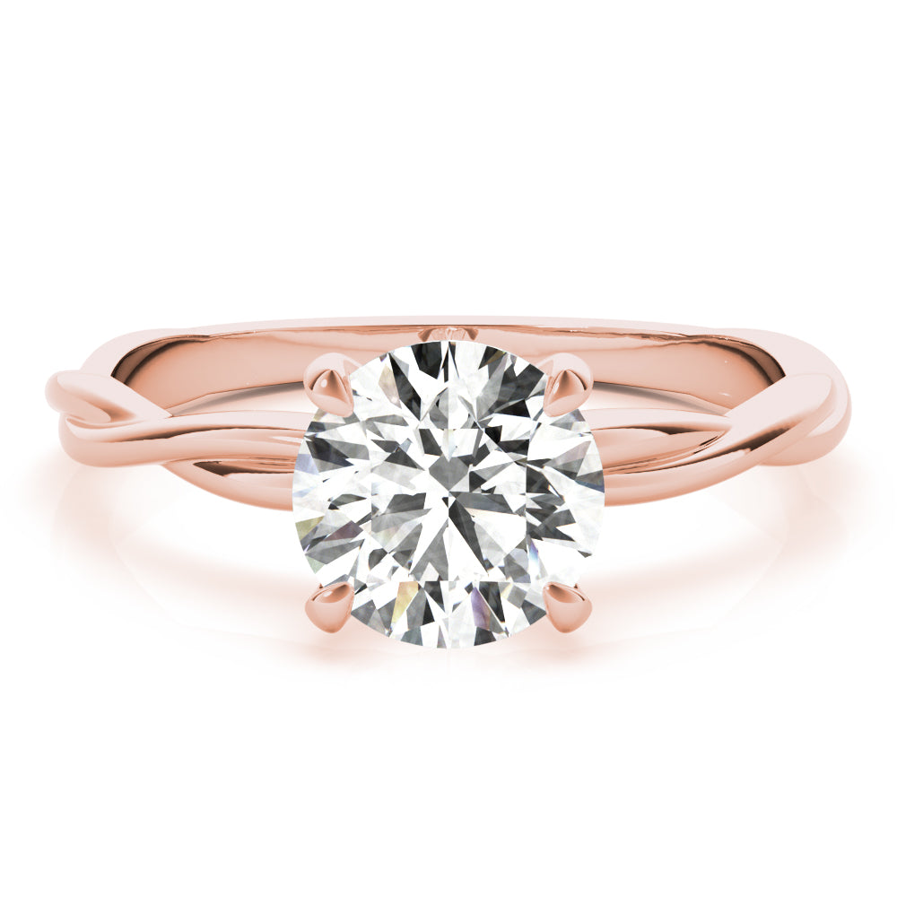 Noble Solitaire Round Diamond Engagement Ring in 10K/14K gold and platinum with certified lab-grown or natural diamonds