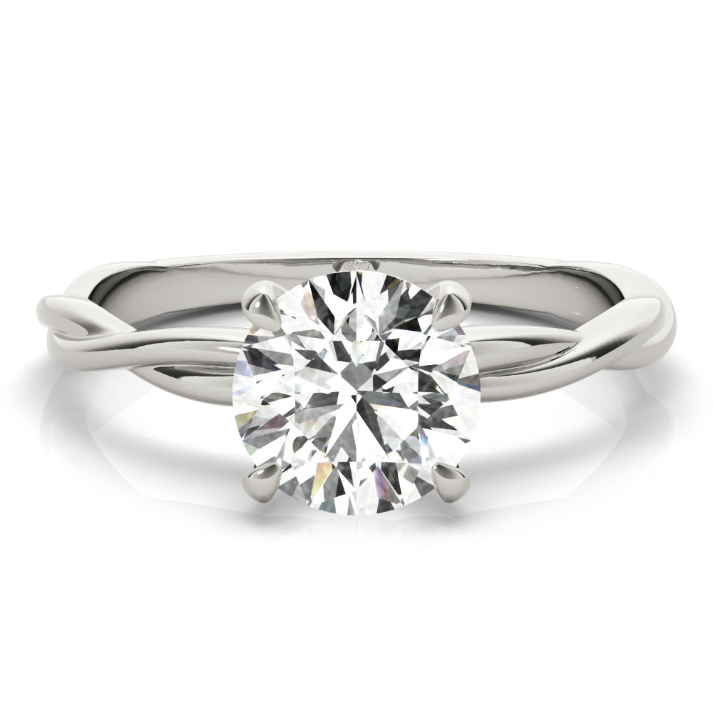 Noble Solitaire Round Diamond Engagement Ring in 10K/14K gold and platinum with certified lab-grown or natural diamonds