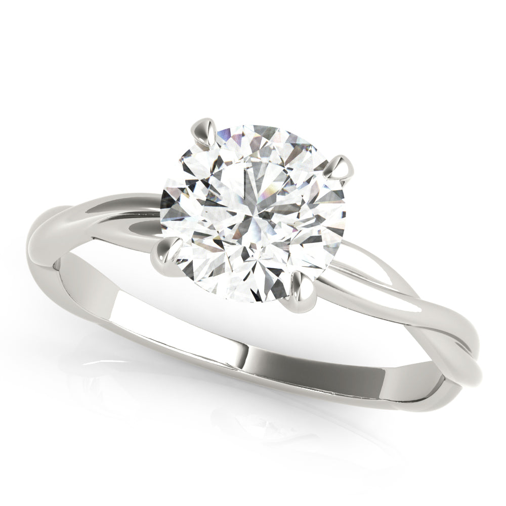 Noble Solitaire Round Diamond Engagement Ring in 10K/14K gold and platinum with certified lab-grown or natural diamonds