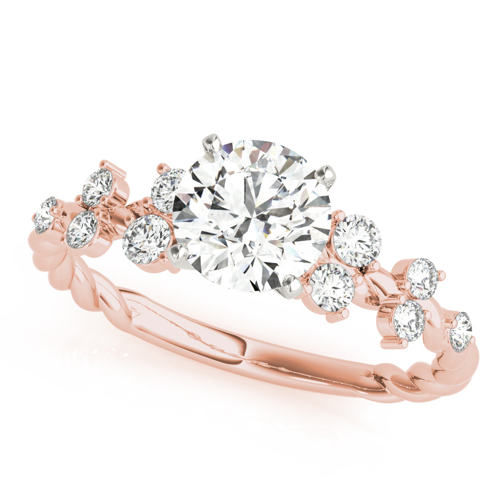 Resplendent Sidestone Round Diamond Engagement Ring in 10K/14K gold and platinum with certified lab-grown or natural diamonds
