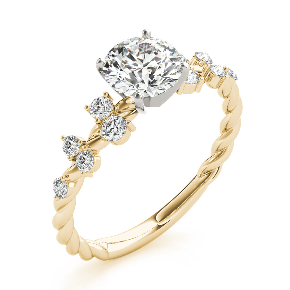 Resplendent Sidestone Round Diamond Engagement Ring in 10K/14K gold and platinum with certified lab-grown or natural diamonds