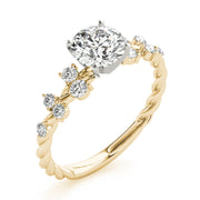 Resplendent Sidestone Round Diamond Engagement Ring in 10K/14K gold and platinum with certified lab-grown or natural diamonds