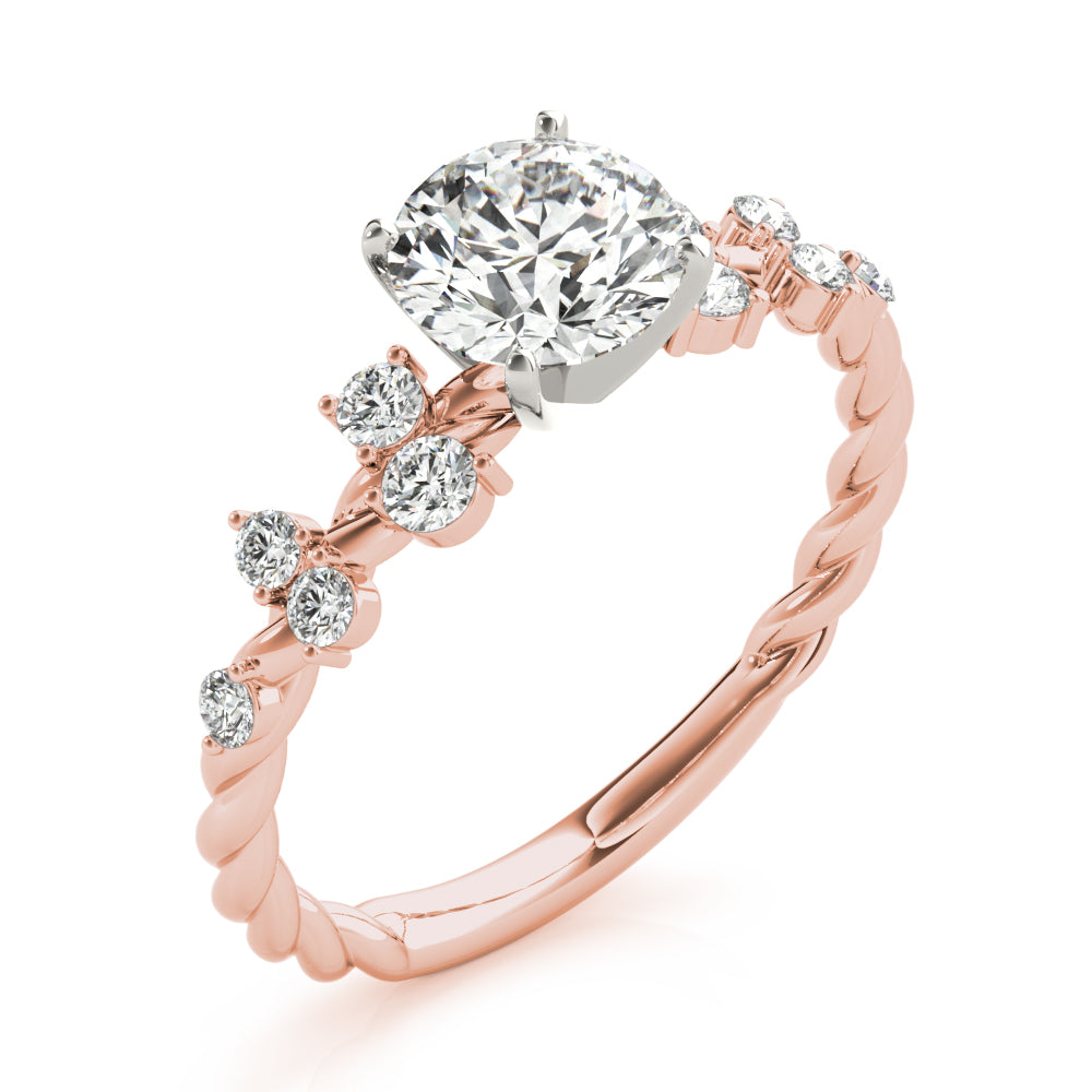 Resplendent Sidestone Round Diamond Engagement Ring in 10K/14K gold and platinum with certified lab-grown or natural diamonds