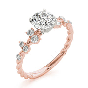 Resplendent Sidestone Round Diamond Engagement Ring in 10K/14K gold and platinum with certified lab-grown or natural diamonds
