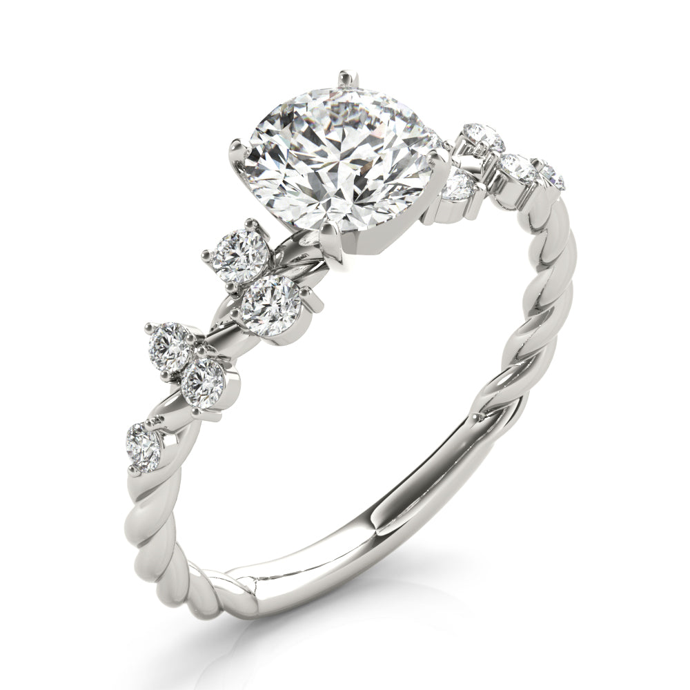 Resplendent Sidestone Round Diamond Engagement Ring in 10K/14K gold and platinum with certified lab-grown or natural diamonds
