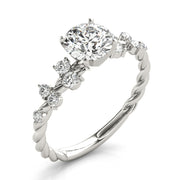 Resplendent Sidestone Round Diamond Engagement Ring in 10K/14K gold and platinum with certified lab-grown or natural diamonds