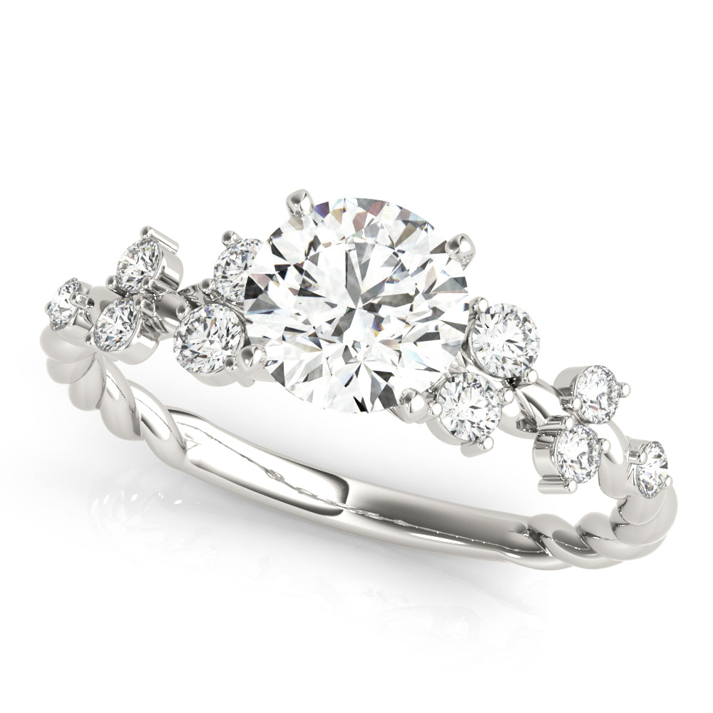 Resplendent Sidestone Round Diamond Engagement Ring in 10K/14K gold and platinum with certified lab-grown or natural diamonds