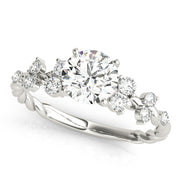 Resplendent Sidestone Round Diamond Engagement Ring in 10K/14K gold and platinum with certified lab-grown or natural diamonds