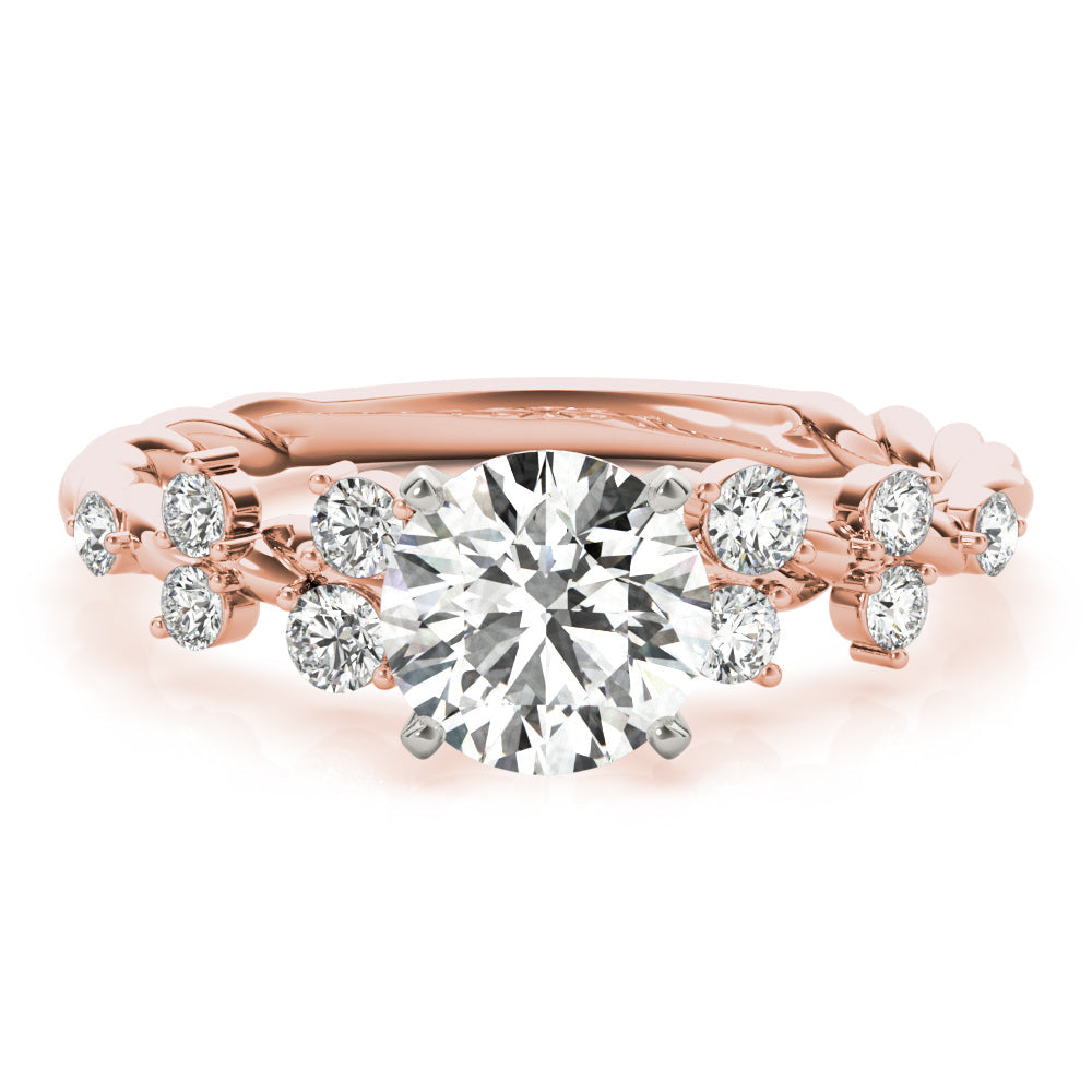 Resplendent Sidestone Round Diamond Engagement Ring in 10K/14K gold and platinum with certified lab-grown or natural diamonds