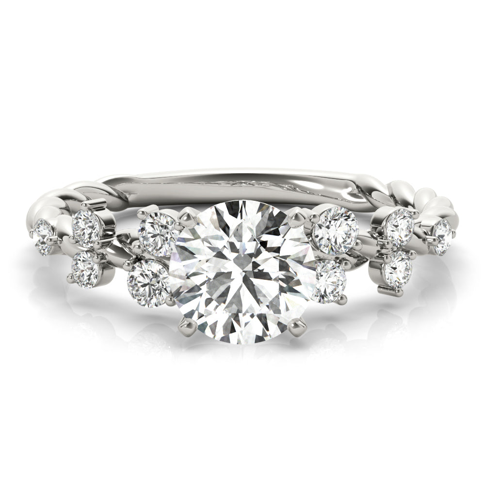 Resplendent Sidestone Round Diamond Engagement Ring in 10K/14K gold and platinum with certified lab-grown or natural diamonds